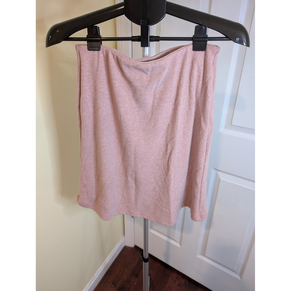OGL Mini Skirt Womens M Blush Pink Heathered Knit Stretch Pull On Minimalist